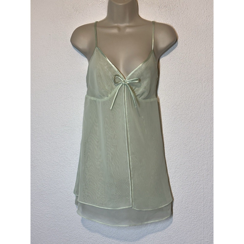 Jones NY Womens Sheer Green‎ Babydoll Nightie Top Lingerie Size Large